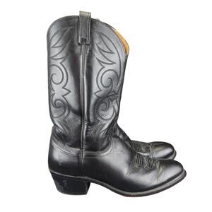 Vintage Acme Circle A Black Cowboy Boots Leather Western Men's Size 11.5 D 16110